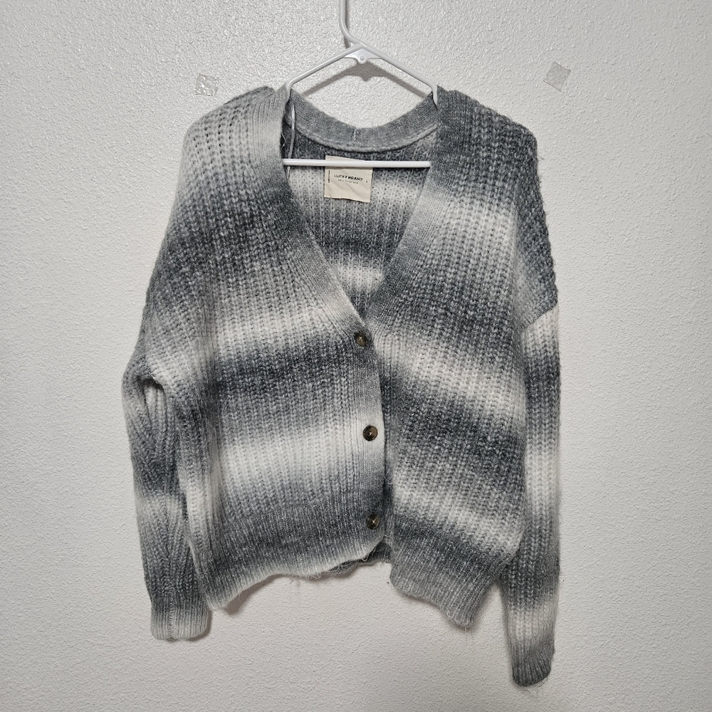 Lucky Brand oversized wool blend sweater size large eyelash style